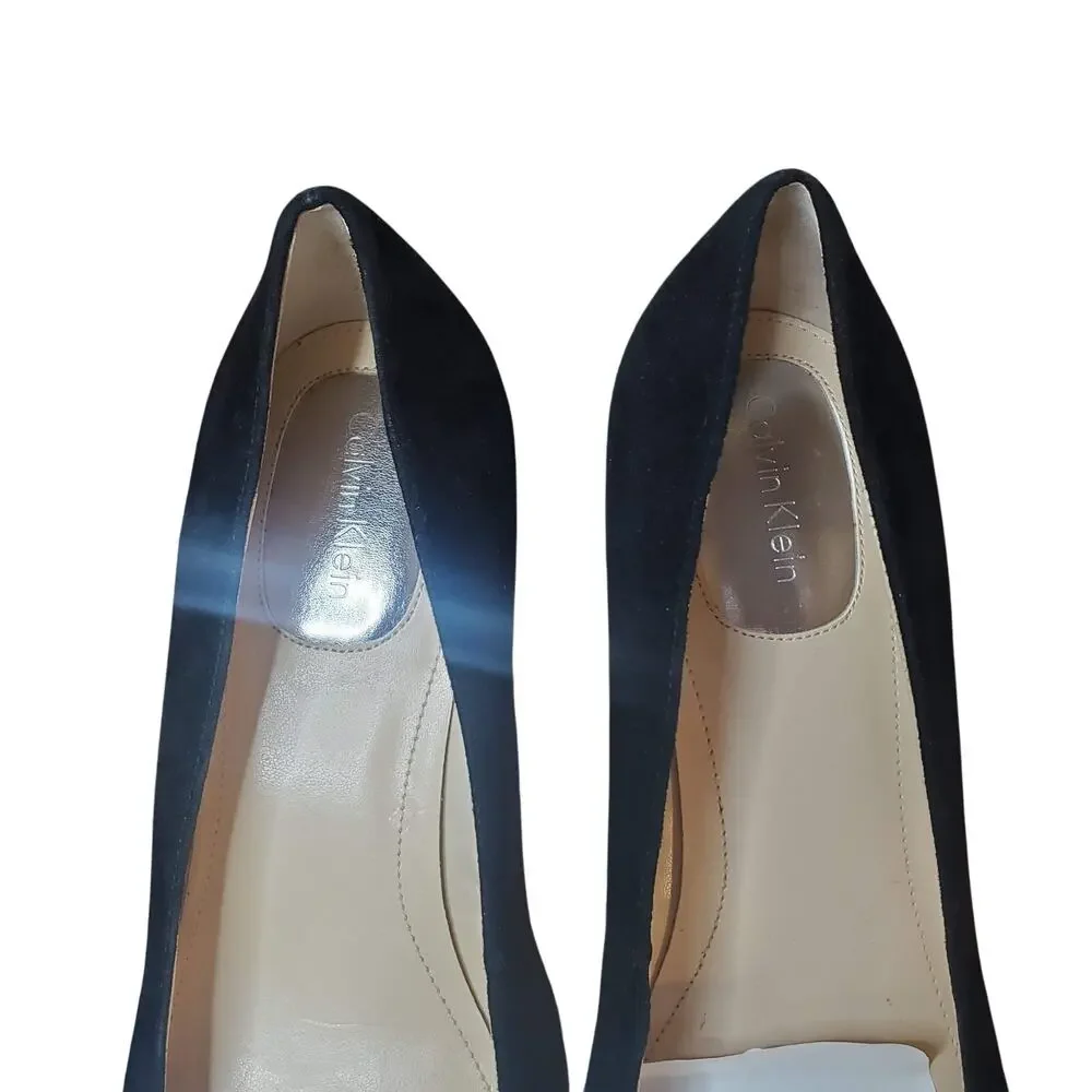 Calvin Klein Size US 9 Baylor Soft Black Suede Wedge Heel 2.5